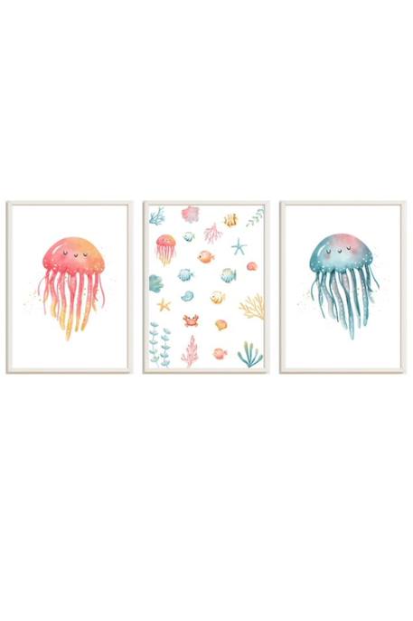 Lot 3 cadres muraux enfant méduses et océan Multi coloured 1 - vertbaudet enfant 