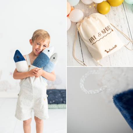 Lot 2 peluches poissons tissu doux White and dark blue 6 - vertbaudet enfant 
