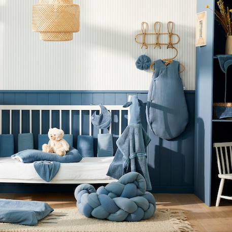 Bonnet de naissance doublé pur coton mon cœur est à maman pierre bleue Camel+Pierre bleue 4 - vertbaudet enfant 