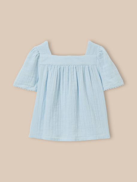 Chemise en gaze fille - coton biologique Bleu pastel+Nude 2 - vertbaudet enfant 
