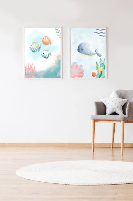 Lot 2 cadres muraux enfant poissons et baleine Multi coloured 3 - vertbaudet enfant 