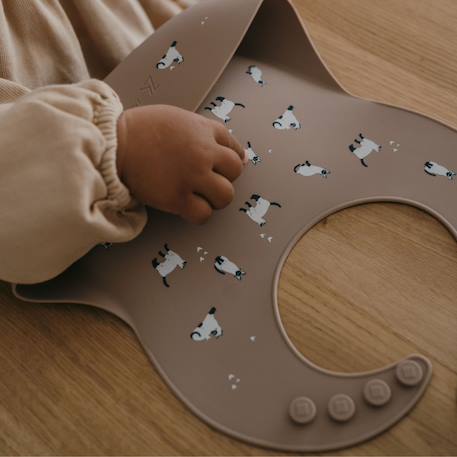 Bavoir en silicone minouche taupe Taupe 5 - vertbaudet enfant 