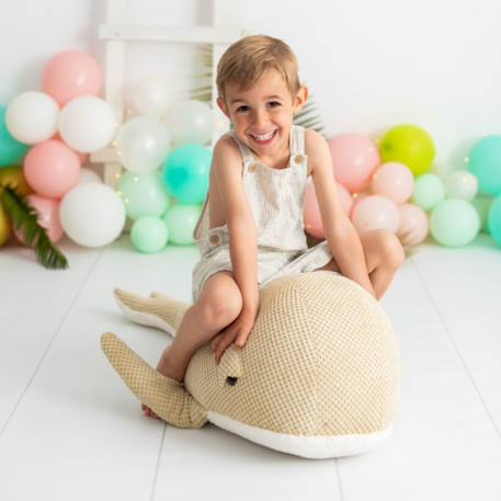 Grande peluche baleine en coton doux Beige 2 - vertbaudet enfant 