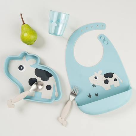 Bavoir silicone dotti bleu Bleu+Rose+Sable 3 - vertbaudet enfant 