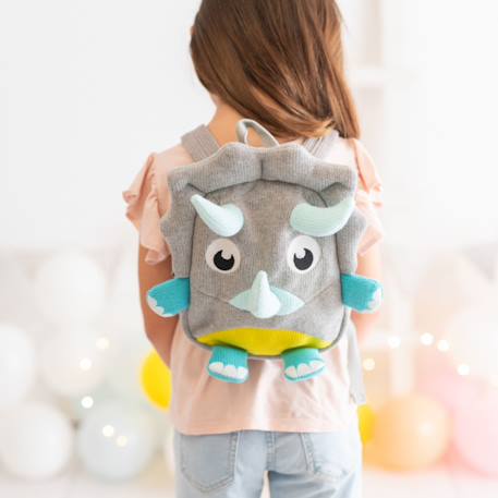 Sac à dos tricératops en coton doux Grey and light blue 2 - vertbaudet enfant 