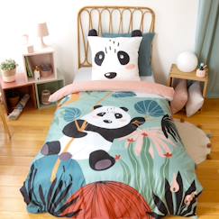 Parure de lit microfibre réversible imprimé panda 1 place 140x200cm - raphael - vertbaudet enfant Linge de maison et décoration-Linge de lit enfant-Housse de couette-Parure de lit microfibre réversible imprimé panda 1 place 140x200cm - raphael
