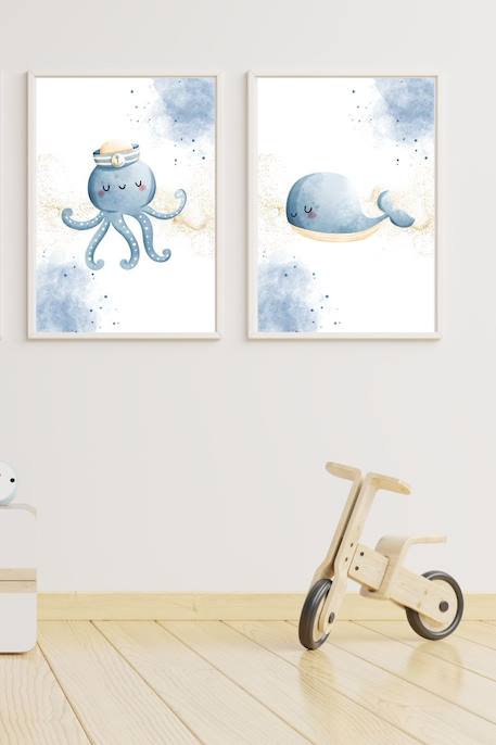 Lot 2 cadres muraux enfant baleine et poulpe Multi coloured 2 - vertbaudet enfant 