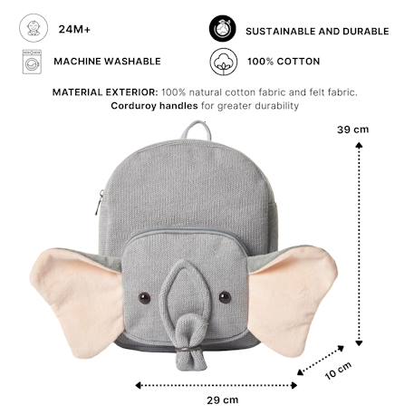 Sac à dos éléphant en coton doux Grey 6 - vertbaudet enfant 