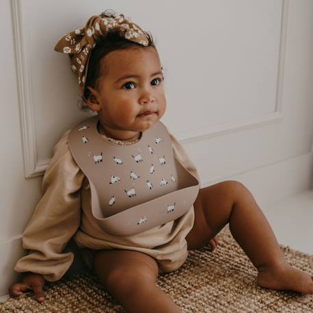 Bavoir en silicone minouche taupe Taupe 3 - vertbaudet enfant 