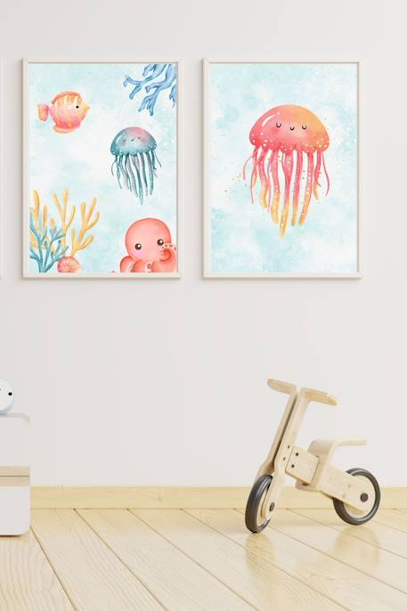 Lot 2 cadres muraux enfant méduse et océan Multi coloured 2 - vertbaudet enfant 