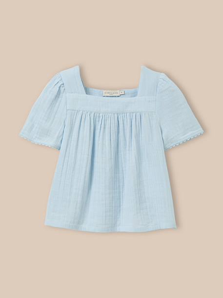 Chemise en gaze  - coton biologique Bleu pastel+Nude 1 - vertbaudet enfant 