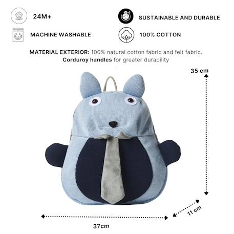 Sac à dos castor en coton doux Blue 6 - vertbaudet enfant 