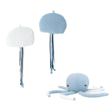 Lot 3 animaux océan pieuvre + méduses Blue and white 1 - vertbaudet enfant 