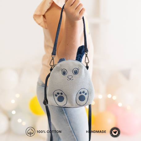 Sac bandoulière ourson en coton doux Blue 4 - vertbaudet enfant 