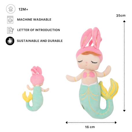 Poupée en tissu enfant sirène lapine pastel Turquoise 6 - vertbaudet enfant 