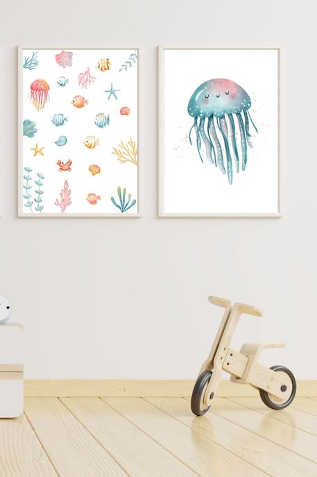 Lot 2 cadres muraux enfant méduse et animaux marins Multi coloured 2 - vertbaudet enfant 