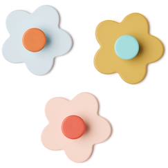 Linge de maison et décoration-Décoration-Patères murales fleur blanches (3 pièces)