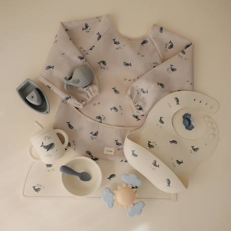 Bavoir à manches longues whales (6-24 mois) Ecru, bleu 4 - vertbaudet enfant 
