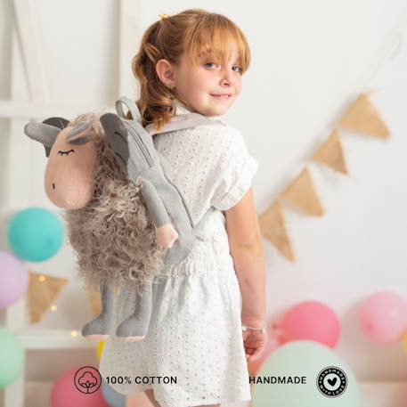 Sac à dos chauve-souris en coton doux Grey and pink 4 - vertbaudet enfant 