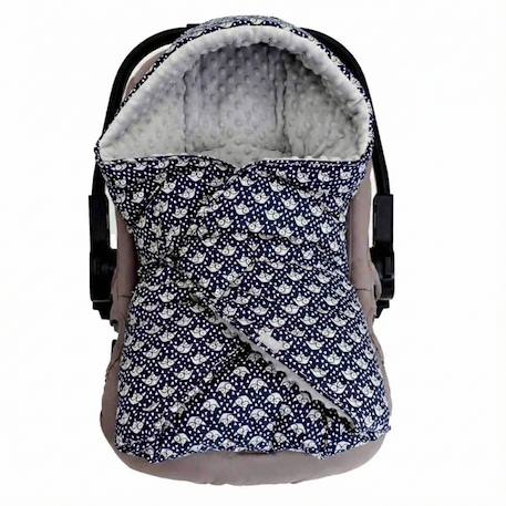 Chancelière couverture enveloppante nid d'ange bébé réversible en coton minky eli Bleu+Bleu marine 5 - vertbaudet enfant 