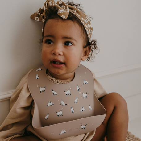 Bavoir en silicone minouche taupe Taupe 2 - vertbaudet enfant 