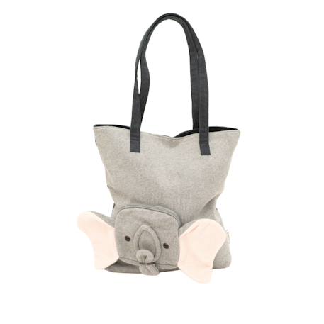 Sac bandoulière éléphant en coton doux Grey 1 - vertbaudet enfant 