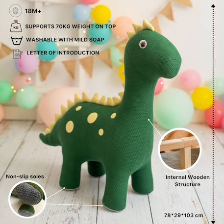 Lot 2 peluches dinosaures coton Green olive 5 - vertbaudet enfant 