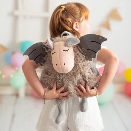 Sac à dos chauve-souris en coton doux Grey and pink 2 - vertbaudet enfant 
