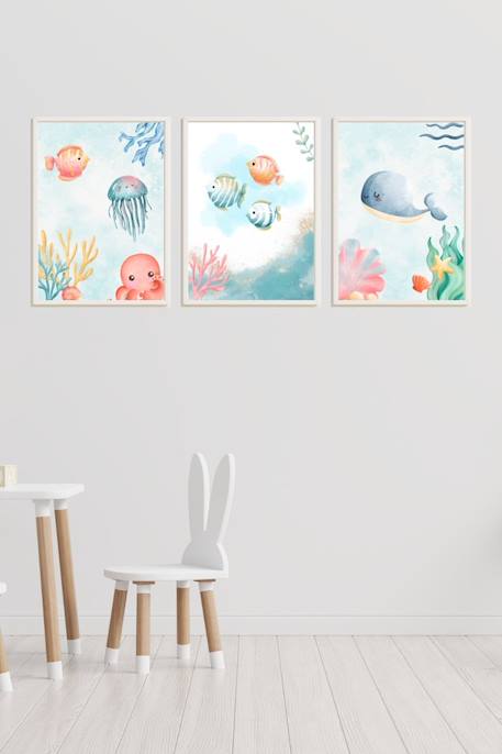 Lot 3 cadres muraux enfant univers océan Multi coloured 3 - vertbaudet enfant 