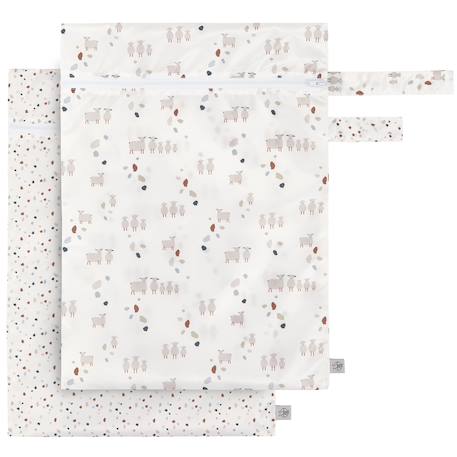 Sac à couches imperméable tiny farmer pois et mouton Blanc, bleu, beige 1 - vertbaudet enfant 