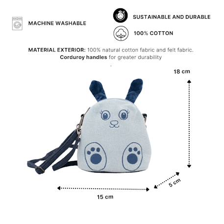 Sac bandoulière ourson en coton doux Blue 6 - vertbaudet enfant 