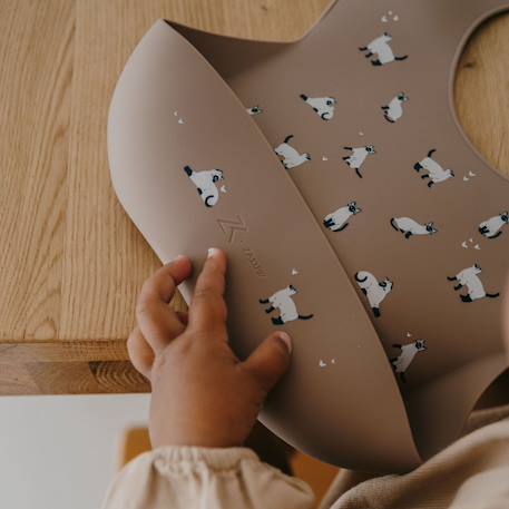 Bavoir en silicone minouche taupe Taupe 4 - vertbaudet enfant 
