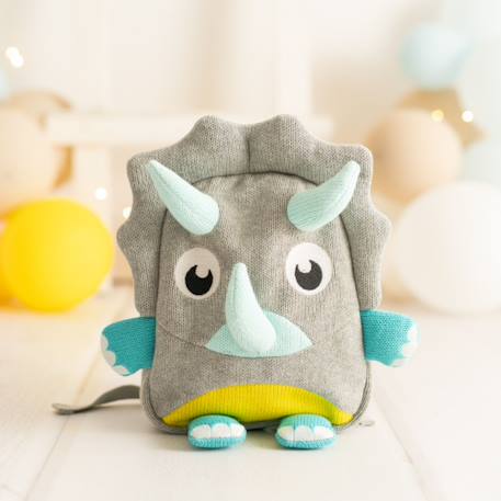 Sac à dos tricératops en coton doux Grey and light blue 3 - vertbaudet enfant 