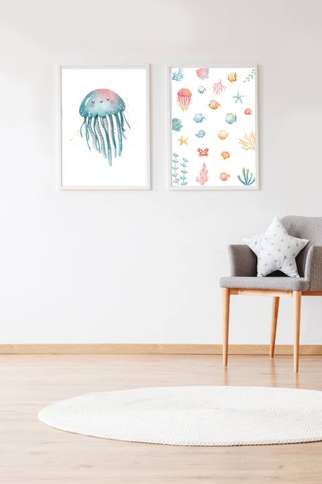 Lot 2 cadres muraux enfant méduse et animaux marins Multi coloured 3 - vertbaudet enfant 
