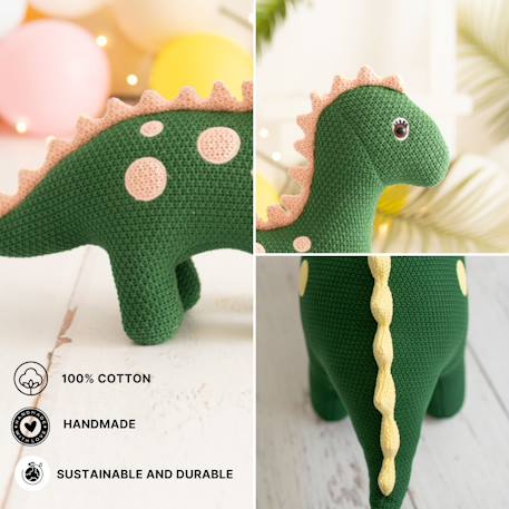 Lot 2 peluches dinosaures coton Green olive 4 - vertbaudet enfant 