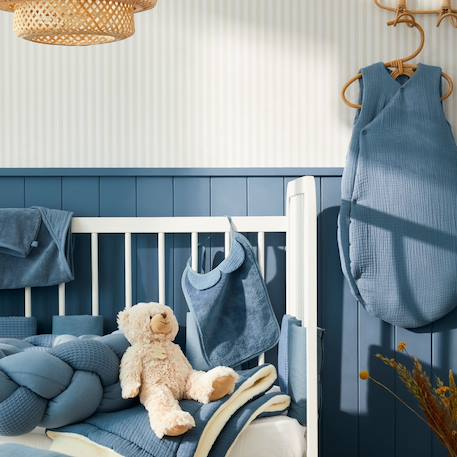 Bonnet de naissance doublé pur coton mon cœur est à maman pierre bleue Camel+Pierre bleue 5 - vertbaudet enfant 