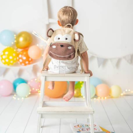 Sac à dos chimpanzé en coton doux Light and dark brown 2 - vertbaudet enfant 
