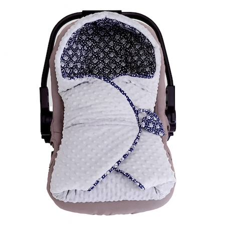 Chancelière couverture enveloppante nid d'ange bébé réversible en coton minky eli Bleu+Bleu marine 6 - vertbaudet enfant 