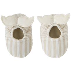 Chaussures-Chaussures bébé 17-26-Chaussons avec ailes d'ange gaze de coton rayé galet (0-6 mois)
