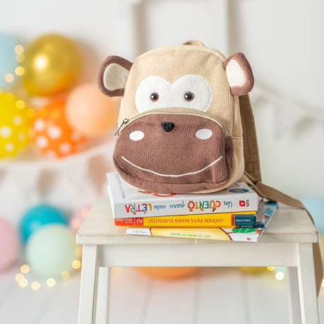 Sac à dos chimpanzé en coton doux Light and dark brown 3 - vertbaudet enfant 