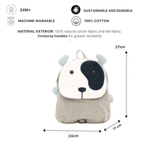 Sac à dos chien en coton doux Grey and white-black 6 - vertbaudet enfant 