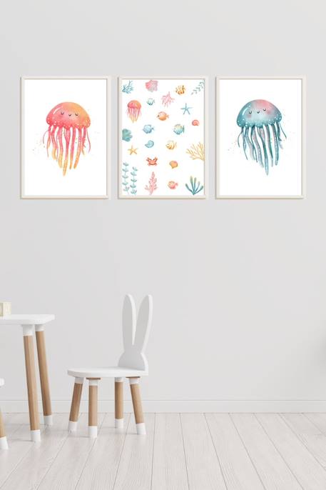 Lot 3 cadres muraux enfant méduses et océan Multi coloured 3 - vertbaudet enfant 