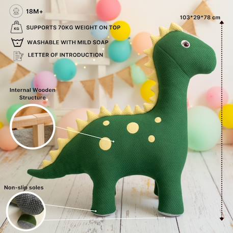 Lot 2 peluches dinosaures coton Green olive 5 - vertbaudet enfant 
