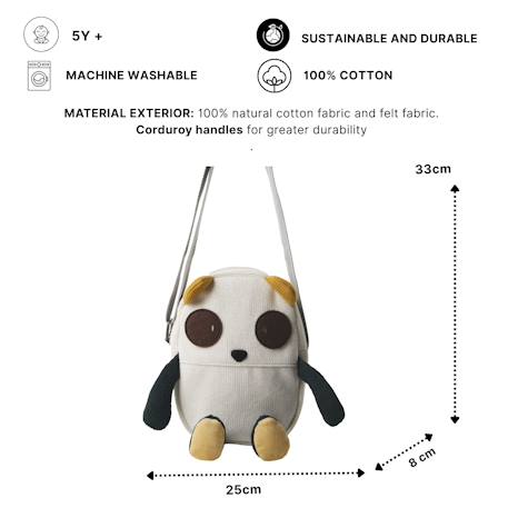Sac bandoulière pingouin en coton doux White and black 6 - vertbaudet enfant 