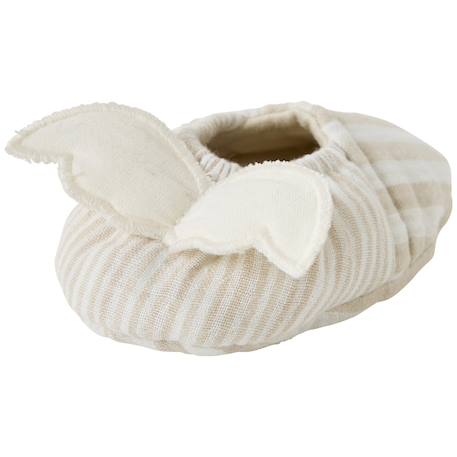 Chaussons avec ailes d'ange gaze de coton rayé galet (0-6 mois) Beige, blanc 2 - vertbaudet enfant 
