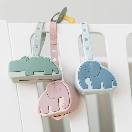 Range sucette en silicone elphee bleu Bleu+Sable+Vert 6 - vertbaudet enfant 