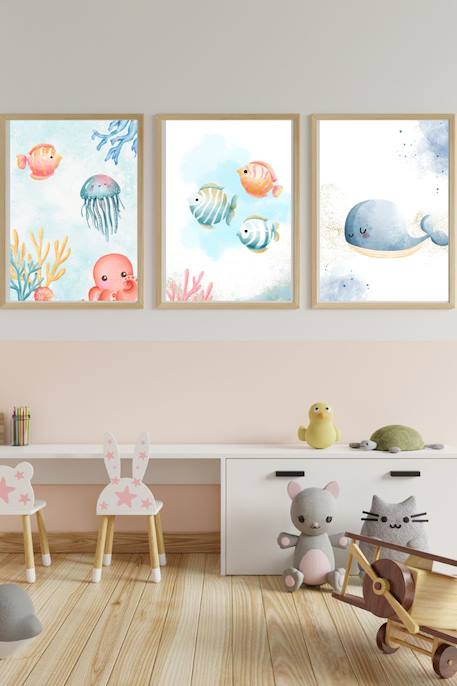 Lot 3 cadres muraux enfant univers océan Multi coloured 2 - vertbaudet enfant 