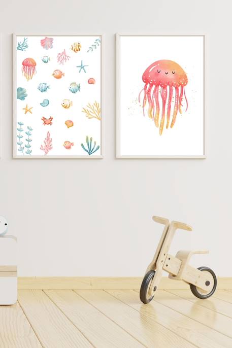 Lot 2 cadres muraux enfant méduse et animaux marins Multi coloured 2 - vertbaudet enfant 