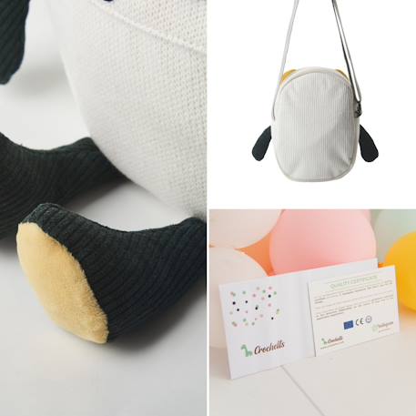 Sac bandoulière pingouin en coton doux White and black 5 - vertbaudet enfant 