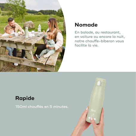 Chauffe-biberon nomade moov & feed minéral sable Vert 4 - vertbaudet enfant 